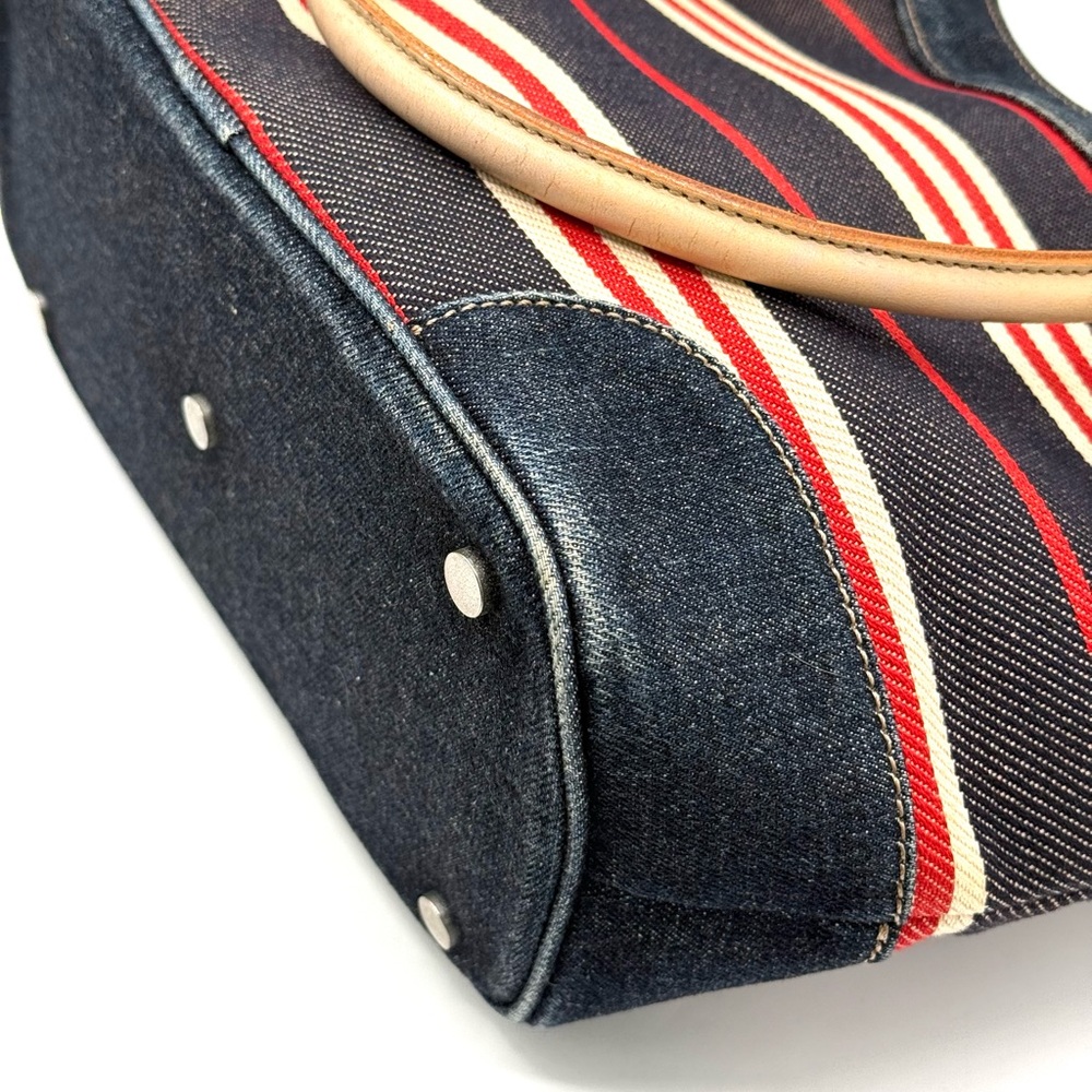 Burberry Blue Label Denim Striped Tote w/ COA ✅ Y2K Vintage - Picture 11 of 16